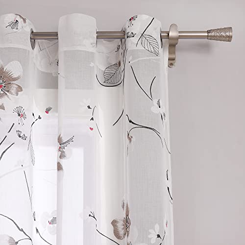 Yujiao Mao Voilage Transparent, Fleuri, Œillets, Blanc, 1 Pièce, 140x245cm – vue 5