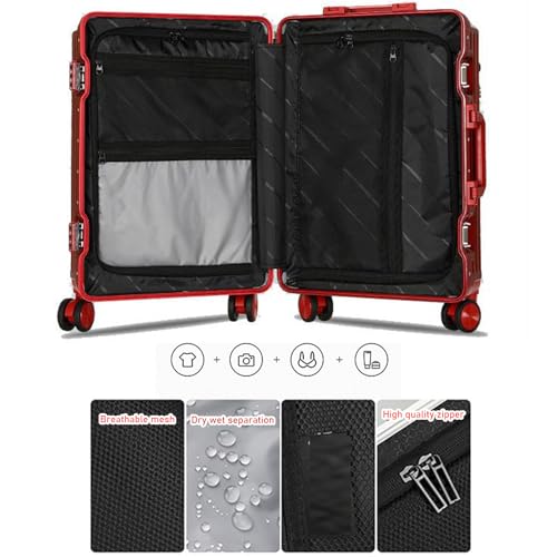 Carry on Luggage Ultra Lightweight Hard Shell Suitcase Cabin Size Wear Resistant Aluminum Frame 360 ° Universal Wheel TSA Password Lock,White,20in2