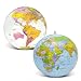 インフレータブル地球儀ビーチボール, 世界地図付き, 英語併記, 教育&プール玩具 ,撮影/誕生日/パーティ/水泳/海/風呂 ブルー クリア 2個セット,