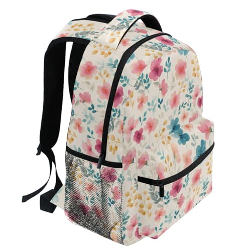 Pfrewn Kids Watercolor Flower Floral Backpacks for Girls Boys Lightweight Backpack for Students School 17"2