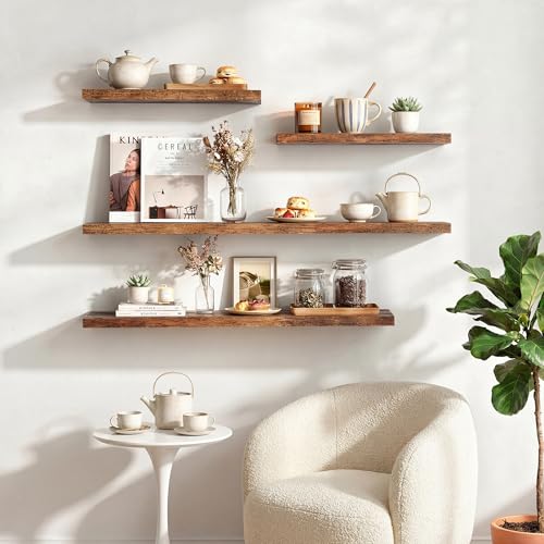 Image of Dreamland 72 Inches Floating Shelves for Wall,9.3 inch Deep Long Floating Shelves Set of 1,Large Display & Storage Shelf,Wall Shelf for Bathroom Bedroom Living Room Kitchen Office,Rustic Brown