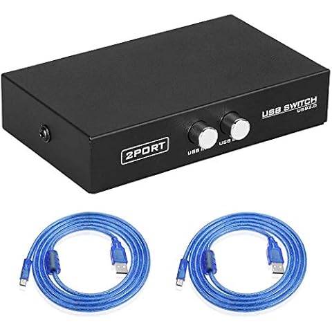 EEEKit Bundle for Printer Switch, 2 Port USB 2.0 Manual Printer Scanner Sharing Switch Hub 2 PC to 1 Splitter Adapter, 2 Pack USB A to B Printer Cable Cover