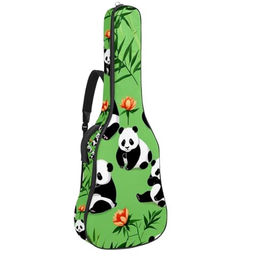 Housse guitare acoustique 40 pouces imperméable et rembourrée avec motif panda vert chic