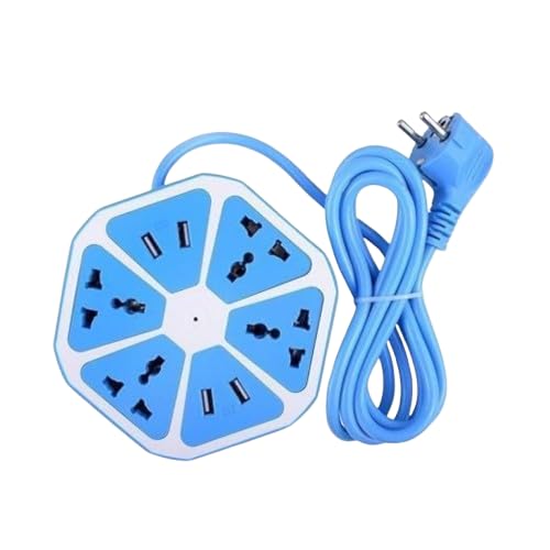 Hexagon Extension Board with 4 USB Ports 2500W Power Strip with Surge Protection 1 Meter Extension Cord Multi Socket Universal Power Outlet for Home Office Laptop Mobile Charger and Appliances-image-13