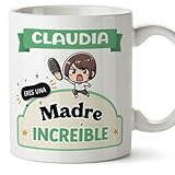 MUGFFINS Tazas Personalizadas para MADRE/MAMÁ - En Español - Eres increíble - Kawaii - 11 oz / 330 ml - Regalo personalizable original y divertido