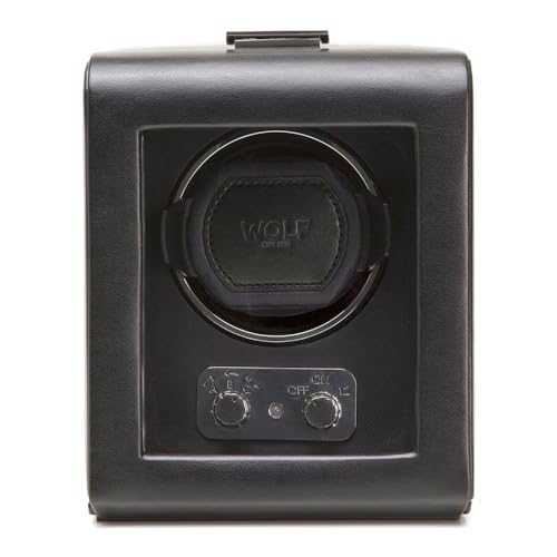 Wolf Heritage Single Winder with Glass Cover, Black - Secure Fit with Patented Lock-in Dynamic Cuff...