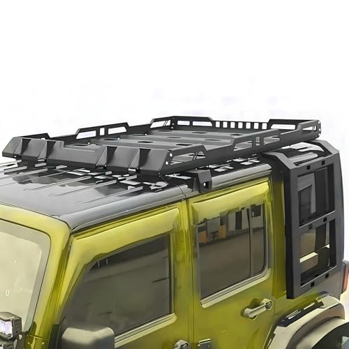 Peforway Roof Rack fit for Jeep Wrangler JL 2018-2024 4 Door w/Double Ladders Roof Rack Cargo Basket Luggage Carrier Heavy Duty Steel Cargo Storage Carrier (You Will get 2 Packages)