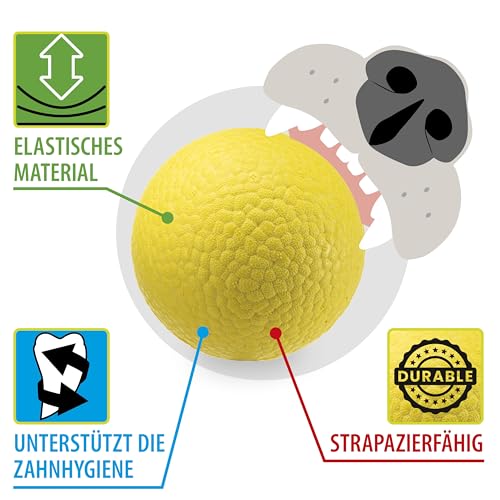 Ferplast Hunde Spielzeug, Hundeball, aus strapazierfähigem, ungiftigem, bissfestem Material, für die Zahnhygiene des Hundes, Springt und Schwimmt, CHEWA Boing Mittelgroße Hundespielzeug Ball, Gelb