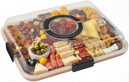 Travel Charcuterie Board with Clear Lid 6 Compartments