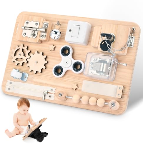 Montessori Busy Board Holzspielzeug - Sensorik & Motorikspielzeug für...