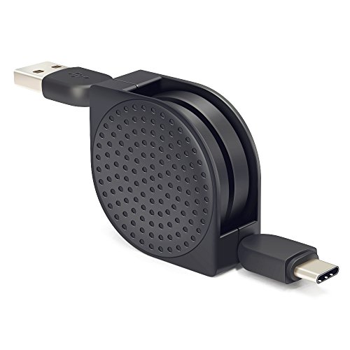 Retractable USB C Cable, TITACUTE Type C to USB Extension Charging Cable with Cord Winder USB Cable Organizer Data Sync Cord for LG V30 G6 Galaxy Note 8 Lumia 950 950XL Nexus 5x 6P Pixel Macbook Black