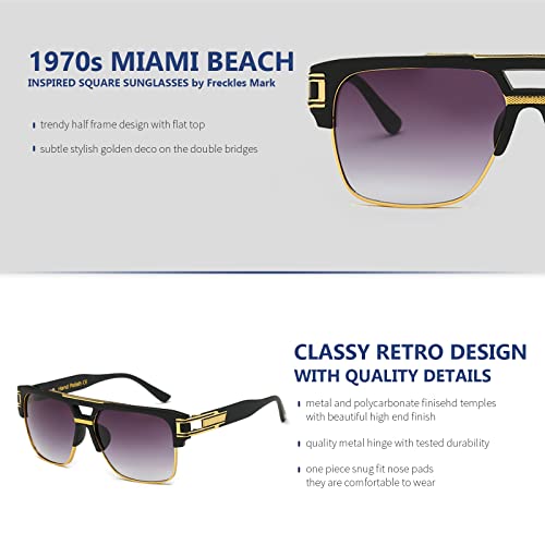 Freckles Mark 70s Retro Sunglasses Mens Womens Trendy Square Gold Metal Sun Glasses Vintage Gangster Style3