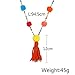 LUREME Women's Bohemian Handmade Colorful Pom Pom Long Beaded Chain Tassel Necklace (nl005629)