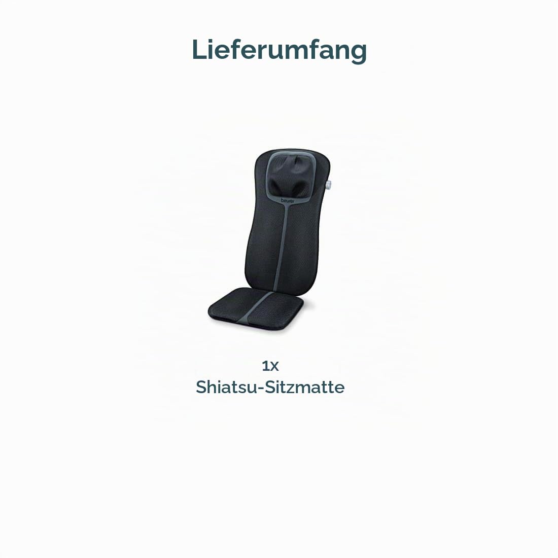 Beurer MG 254 Shiatsu-Sitzauflage, Nackenmassage, Massage des gesamten Rückens, schwarz/grau