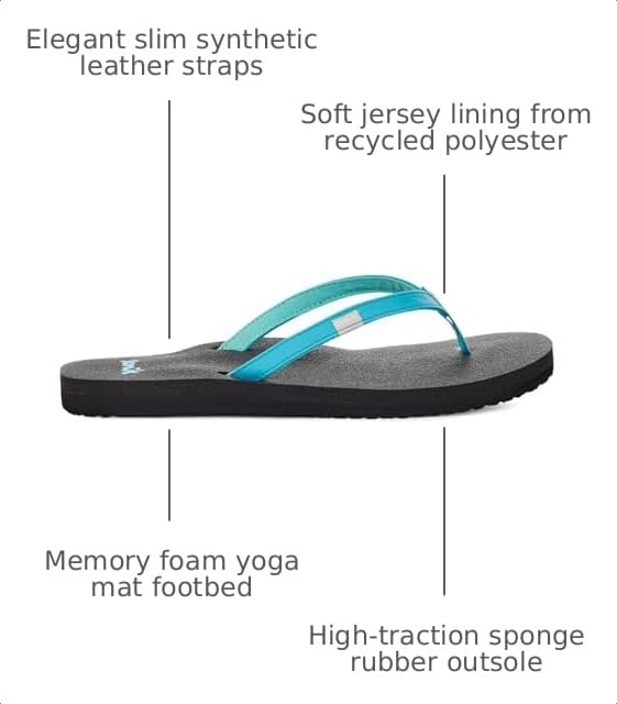 Image of Sanuk Yoga Joy Womens Flip Flops | Yoga Mat Footbed | Sandals for Women | Womens Yoga Sandals | Women's Beach Sandals
