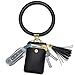 Doormoon Keychain Bracelet, Tassel Ring Circle Wristlet Key Chain Holder (Black)