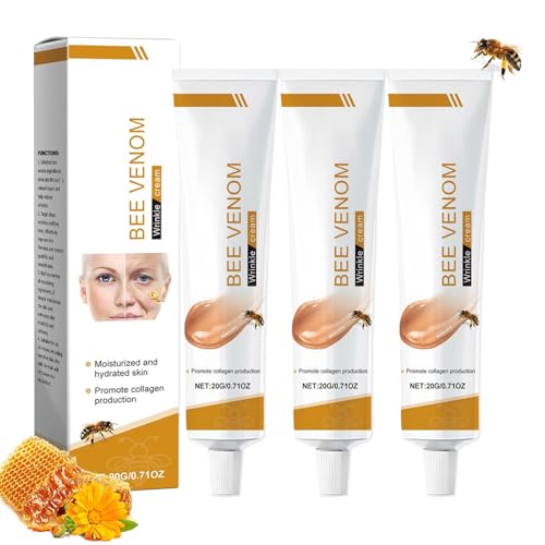 3 Stück Bienengiftsalbe Bienengift Faltencreme Bienengift Creme gegen Falten Feuchtigkeitsspendende Anti-Aging Gesichtscreme Bee Venom Cream für Gesicht & Hals Für alle Hauttypen