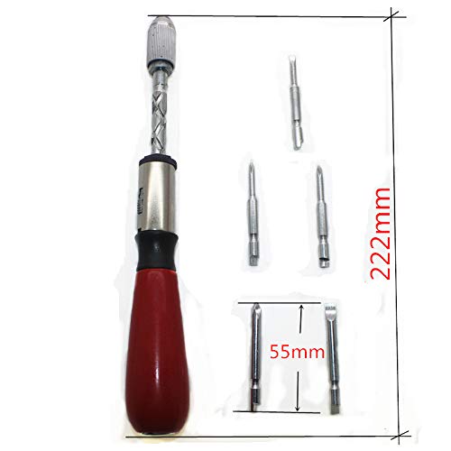 Gaetooely 260MM Spiral Screw Driver Hand Pressing Ratchet Screwdriver with Slotted and Phillips Screwdriver Bits