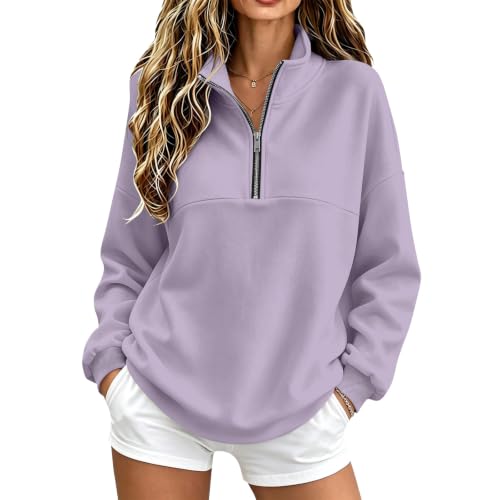 Quarter Zip Sweatshirt Women Casual Fleece Lined Sweatshirt Sweat Shirts - image 1