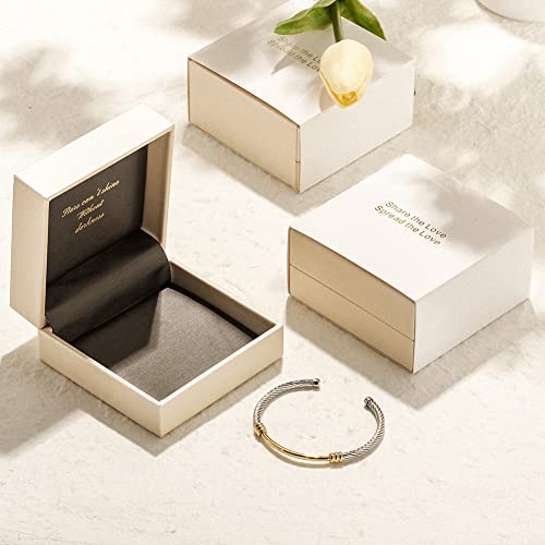 Ciunofor Bracelet For Women Girl Silver Gold Rose Gold Cable Inspired Antique Stainless Steel Twisted Cuff Bangle (Gold) #TOP4