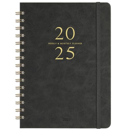 Image of Planner 2025 - Weekly & Monthly 2025 Planner with 12 Monthly Tabs, Jan 2025 - Dec 2025, 6.3" x 8.4", Flexible Hardcover, Thick Paper, Inner Pocket - Gray