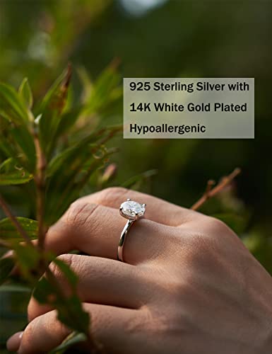 Imolove Moissanite Oval Engagement Rings For Women 1.5Ct Oval Ring Sterling Silver 18K White Gold Plated Solitaire Engagement Ring Promise Ring Wedding Ring For Her-60 #TOP2