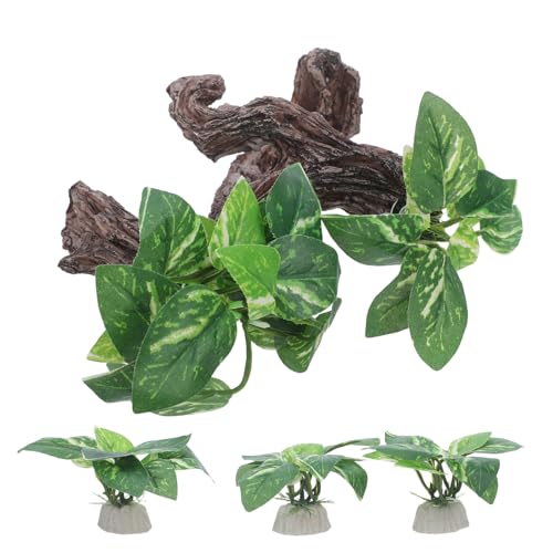 Toyvian 4 Piezas Decoración para Acuarios de Agua Dulce y Salada, Cuevas de Madera Flotante de Plástico Resistentes y Seguras, Accesorios para Peceras Diseño Realista, Aptas para