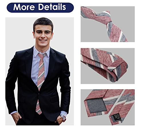 Image of Mantieqingway Mens Skinny Ties,2.56 inch Cotton Neckties Striped Plaid Ties for Groom Groomsmen Wedding Party Christmas
