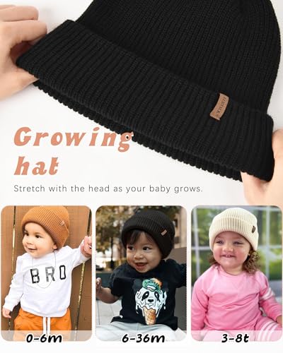 FURTALK Toddler Beanie Baby Boys Girls Beanies Kids Winter Hats Children Knit Warm Caps Black3