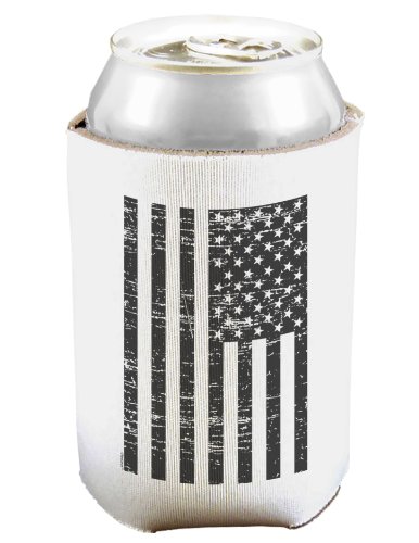 Vintage Black and White USA Flag Can and Bottle Insulator Cooler - White 2 PACK