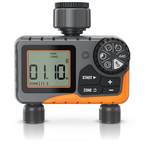 Brandson - Bewässerungssteuerung mit 2 Ausgängen - Bewässerungscomputer digital mit Display - 2 Zonen - Bewässerungssteuerung - Bewässerungssystem – Automatische Bewässerung - Balkon Terrasse Garten