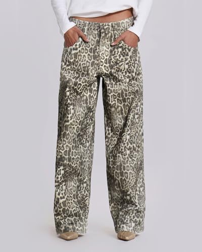 Kedera Women's Leopard Printed Straight Jeans Loose Y2K Jeans Casual Boyfriend Vintage Streetwear Cheetah Jeans2