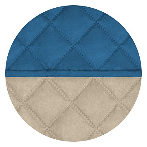 Image of PureFit Reversible Quilted Sofa Cover, Water Resistant Medium Slipcover Furniture Protector, Washable Couch Cover with Non Slip Foam and Elastic Straps for Kids, Pets (Loveseat, Peacock Blue /Beige)