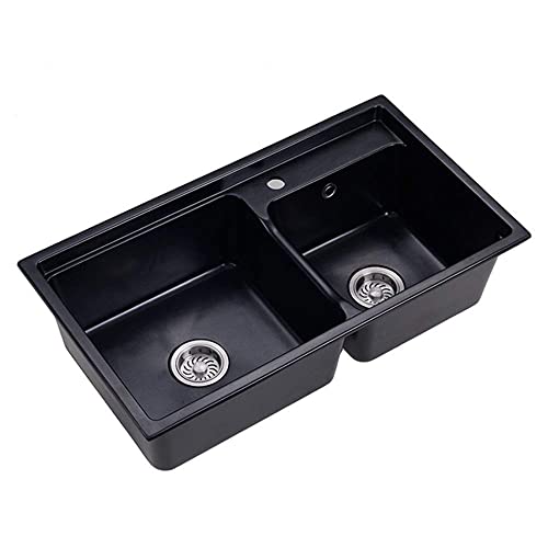 Rhrytch JXH24 Doppelspülbecken Küche Schwarz