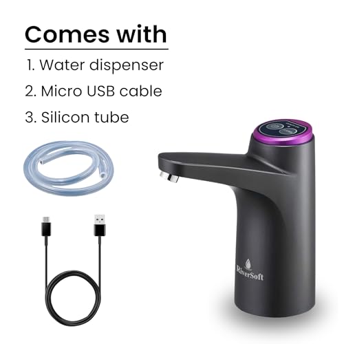 Image of RiverSoft AWD-BL-1 Automatic Water Dispenser for 20 Litre Bottle Can (Black, Food Grade, 4W, 1200 mAh Battery)
