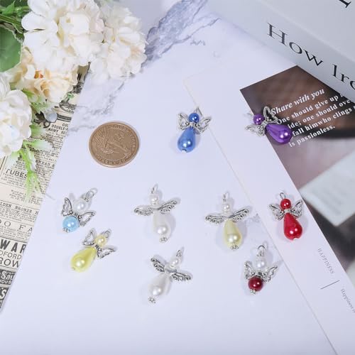 CHGCRAFT 60PCS Angel Wing Charms Colorful Angel Pendant Beads Angel Beads Pendants Angel Wing Charms Pendant Decorations DIY Jewelry Making Necklace Bracelet Earring Keychain Findings Crafts - Image 4