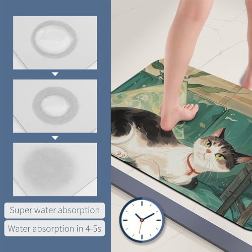Tapis de sol en diatomite chat style national 60x40 cm antidérapant