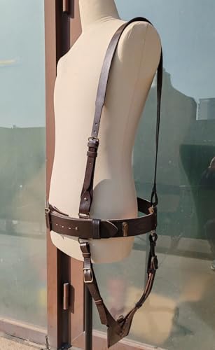 Reproductions Sam Browne Belt with Shoulder Strap Brown Leather WW1 will fit hole size:42-46" inch4