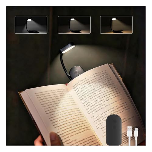 Leselampe Buch Klemme,USB Wiederaufladbare Buchlampe 9 LEDs 3 Farbtemperatur Modi Leicht & Tragbar Einstellbare Helligkeit Klemmleuchte Lange Akkulaufzeit Flexible 360° Drehung für Nachtlesen ins Bett