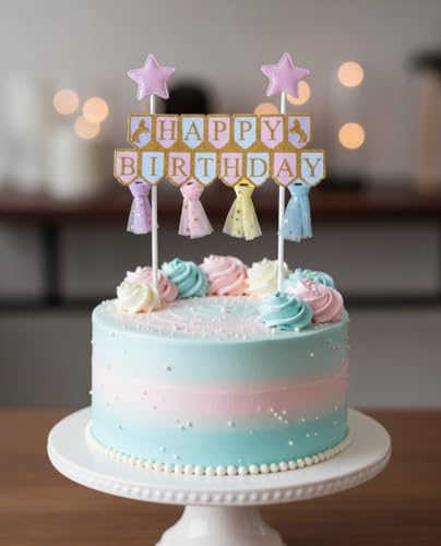 Image of FI - FLICK IN 1 Pc Happy Birthday Cake Topper Birthday Decorations Items Multicolor Alphabet Cardstock Banner With Ribbon For Kids (Pack of 1, Multi)