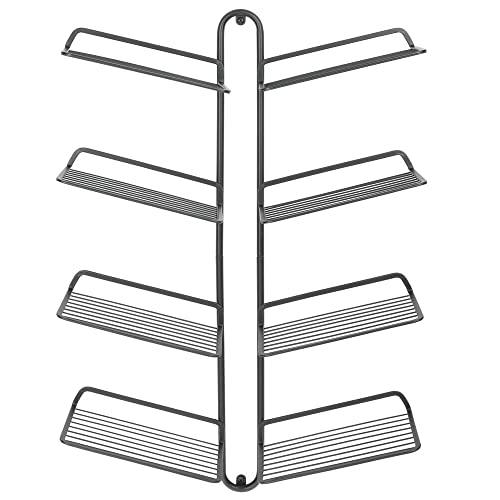 Mdesign Modern Metal Shoe Organizer Display & Storage Shelf Rack - Hang & Store Your Collection Of Kicks, Running, Basketball, Trainers, Tennis Shoes, 4 Tier, Holds 8 Shoes, Wall Mount - Graphite Gray #TOP6