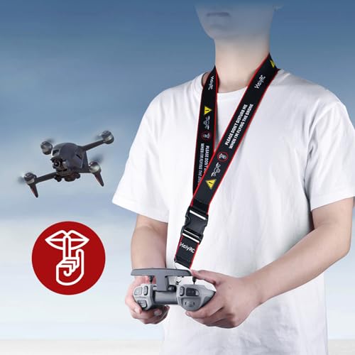 Image of Neck Lanyard with Metal Clip Compatible with DJI FPV Remote Controller 3 /2, Nylon Braided Shoulder Neck Lanyard Strap with Flight Safety Warning Slogan Remote Control Accessories