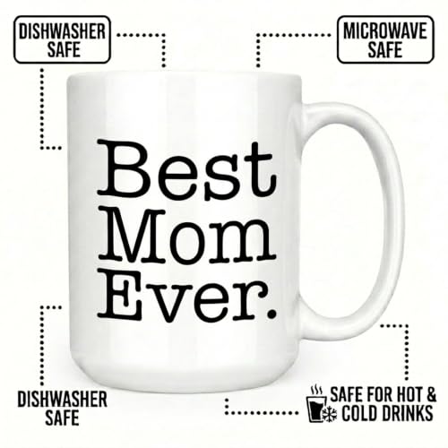Taza Best Mom Ever de Cerámica 15oz Blanca miniatura 3