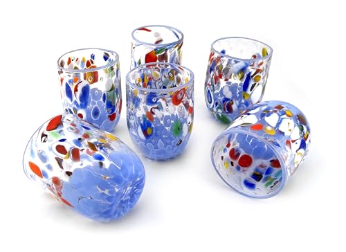 Mazega Art & Design 6 Special Edition Glasses, made of Murano glass - Tintoretto (6, Light Blue)