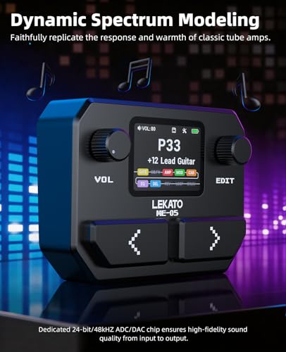 Image of LEKATO Multi Effects Guitar Pedal, with 125 Effects 30 Amp Models & 30 Cab Sims, 40s Looper, Drum Rhythms, Support NAM /IR, USB Audio Interface OTG Function Rechargeable Guitar Effects Pedal (Black)