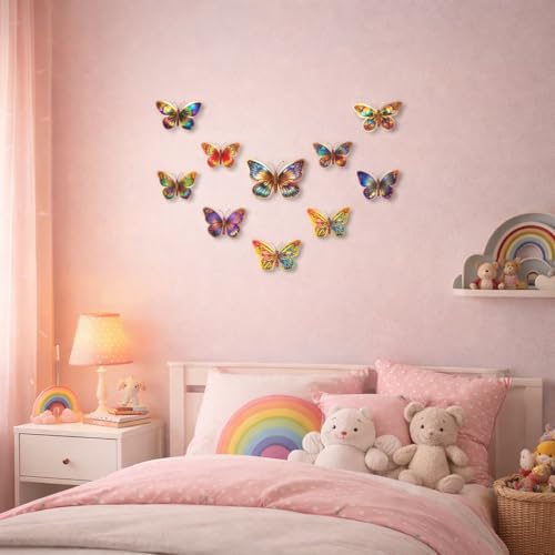 Image of Rangoli 3D Multicolor Butterfly Wall Stickers with Magnet | Removable Self Adhesive Wall Decor for Living Room, Bedroom, Kids Room | Wall & Iron Surface Decoration. Design-21