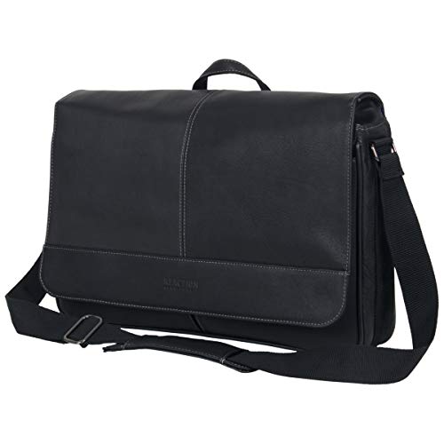 Kenneth Cole Reaction Manhattan Shoulder Satchel Bag Colombian Leather Computer & Tablet Travel Briefcase, Black Laptop Messenger - Thumbnail 6