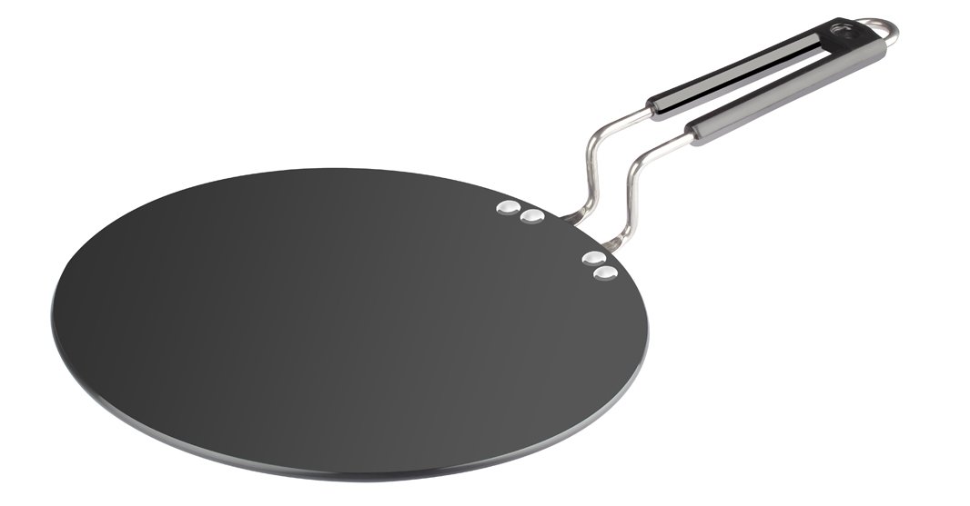 Eris Hard Anodized Concave Griddle/Tawa, Black, 10.5"