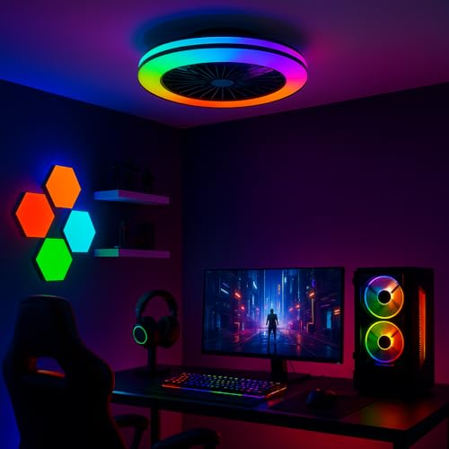 Kanlux PLAVE Ceiling Fan with Light – RGB + White CCT Color Chang...