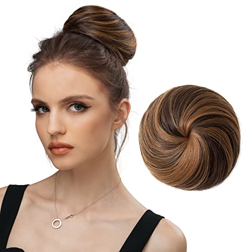 SARLA Drawstring Hair Bun Extension Dark Brown/Golden Synthetic Fake Ballet